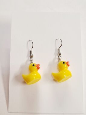 Yellow Rubber Duck Dangle Earrings